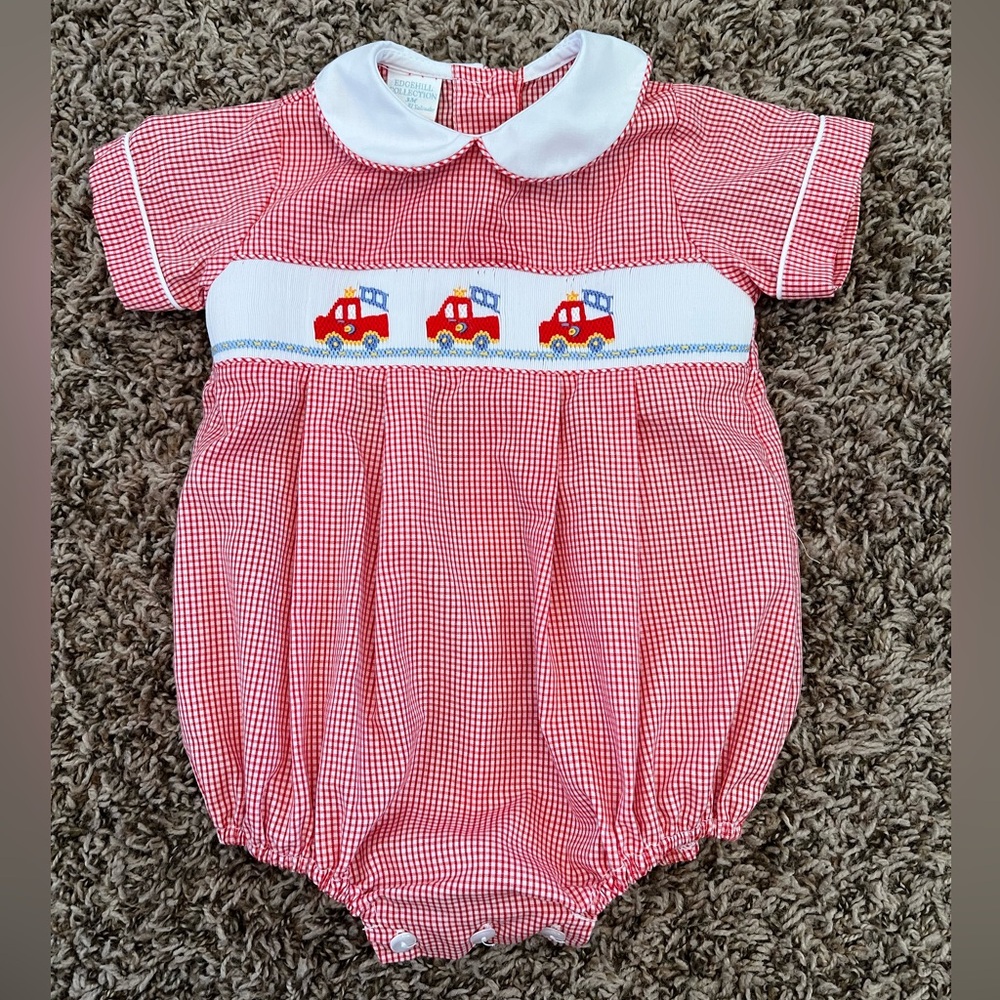 smocked fire truck bubble
